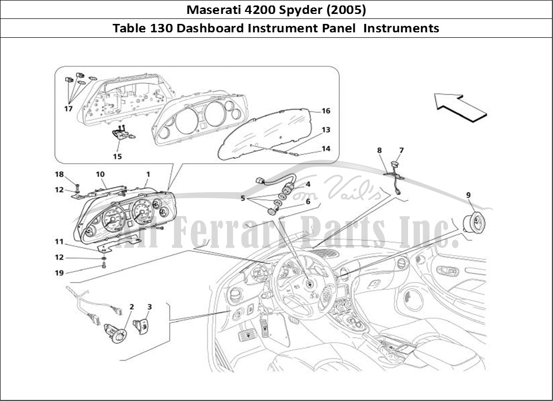 Ferrari Parts Maserati 4200 Spyder (2005) Page 130 Dashboard Instruments