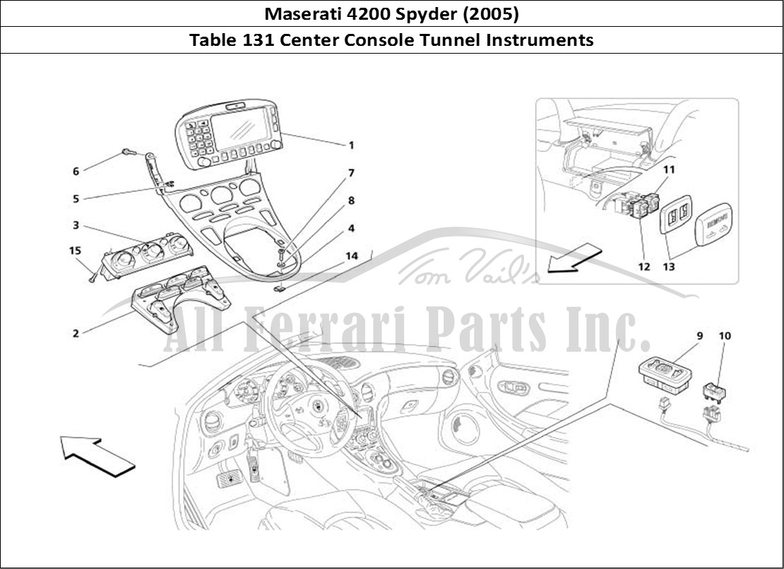 Ferrari Parts Maserati 4200 Spyder (2005) Page 131 Tunnel Instruments