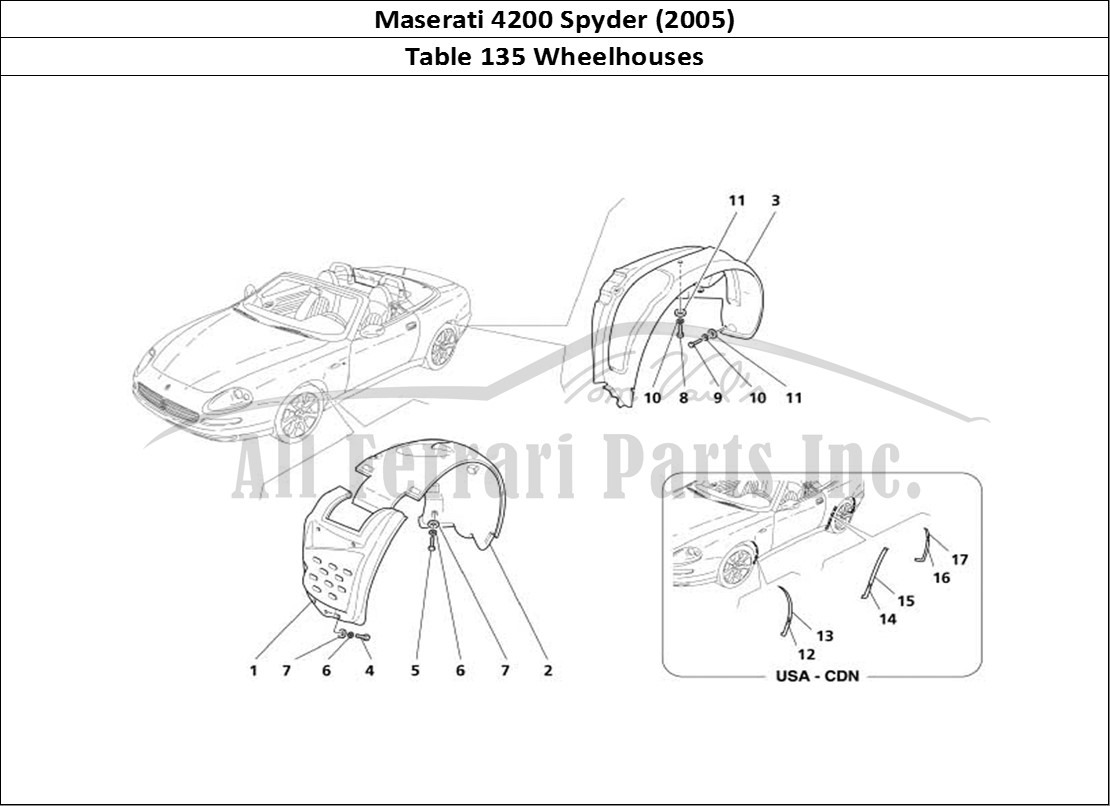 Ferrari Parts Maserati 4200 Spyder (2005) Page 135 Shields and Protections f
