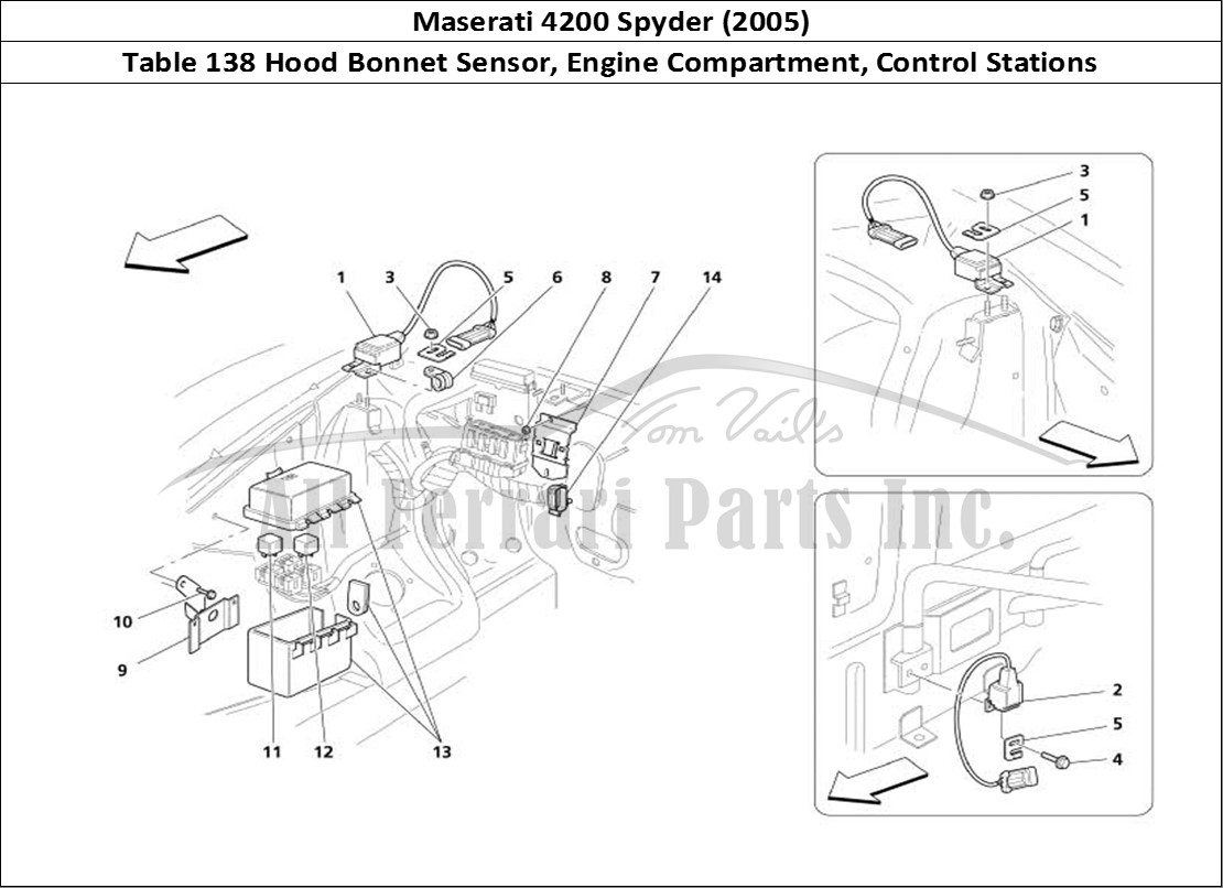 Ferrari Parts Maserati 4200 Spyder (2005) Page 138 Engine Bonnet Sensor and