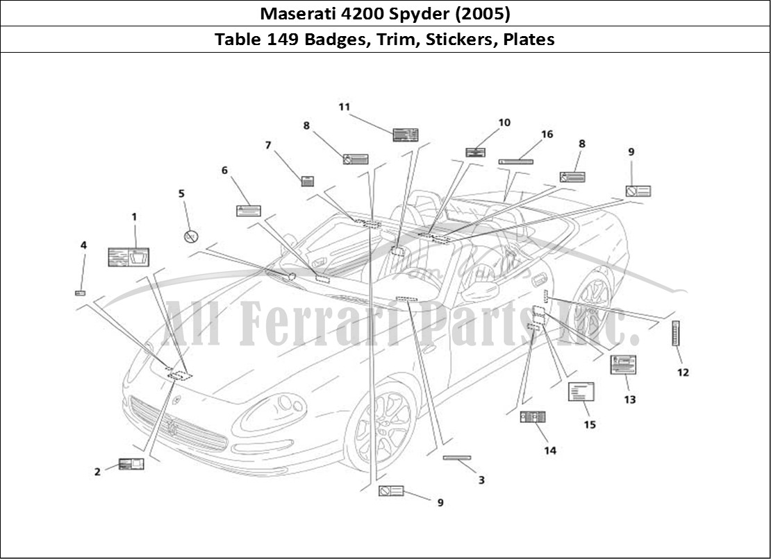 Ferrari Parts Maserati 4200 Spyder (2005) Page 149 Plates