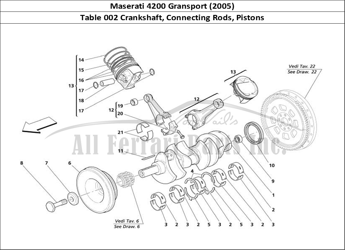 Ferrari Parts Maserati 4200 Gransport (2005) Page 002 Crankshaft Conrods and Pi