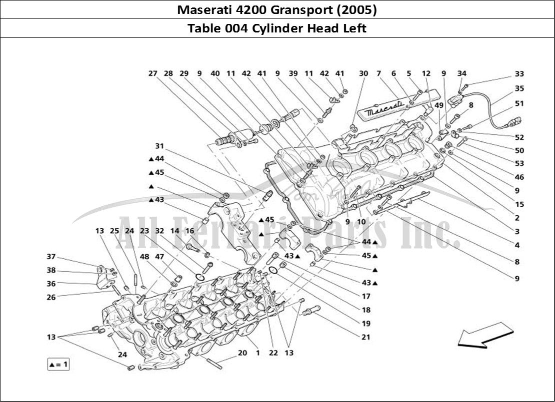 Ferrari Parts Maserati 4200 Gransport (2005) Page 004 L.H. Cylinder Head