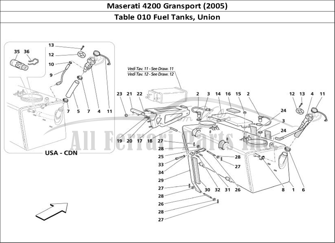 Ferrari Parts Maserati 4200 Gransport (2005) Page 010 Fuel Tanks and Union