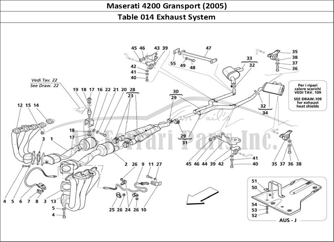 Ferrari Parts Maserati 4200 Gransport (2005) Page 014 Exhaust System