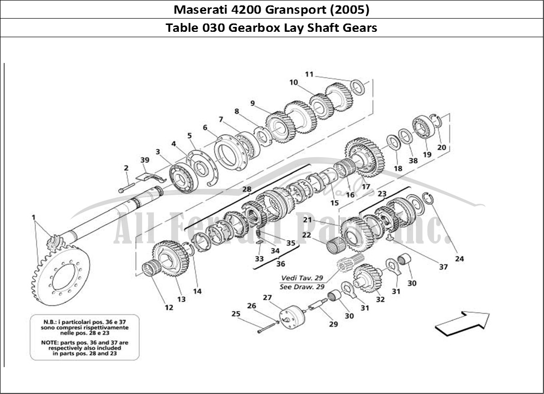 Ferrari Parts Maserati 4200 Gransport (2005) Page 030 Lay Shaft Gears