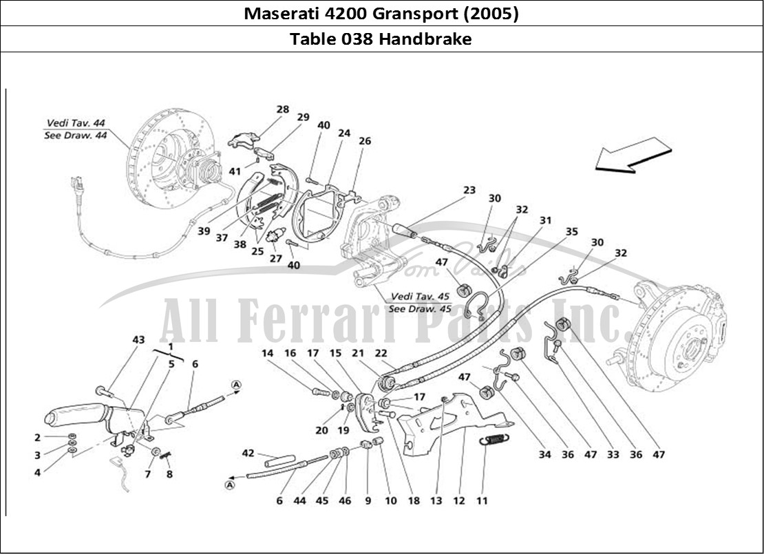 Ferrari Parts Maserati 4200 Gransport (2005) Page 038 Hand-Brake Control