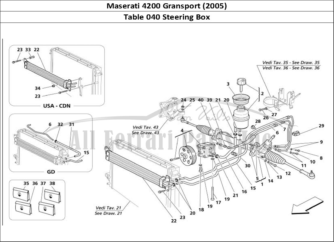 Ferrari Parts Maserati 4200 Gransport (2005) Page 040 Steering Box