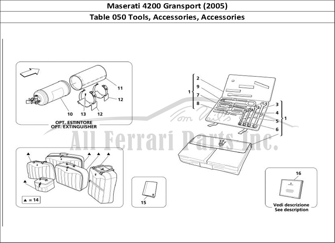 Ferrari Parts Maserati 4200 Gransport (2005) Page 050 Tools Equipment and Acces