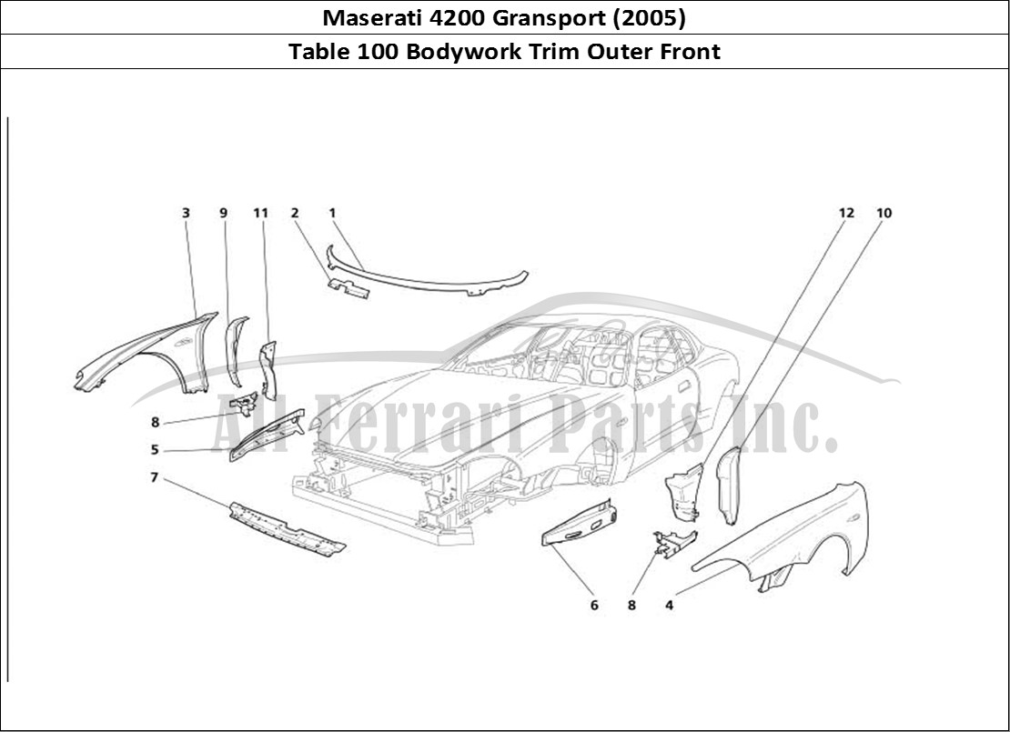 Ferrari Parts Maserati 4200 Gransport (2005) Page 100 Body - Front Outer Trims