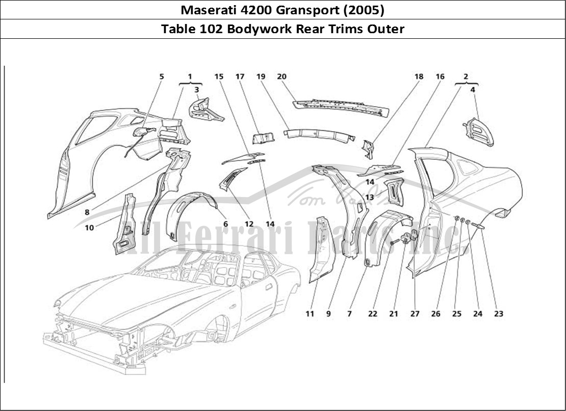 Ferrari Parts Maserati 4200 Gransport (2005) Page 102 Body Rear Outer Trims