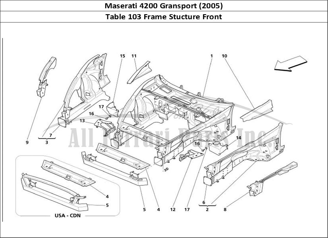 Ferrari Parts Maserati 4200 Gransport (2005) Page 103 Front Structure