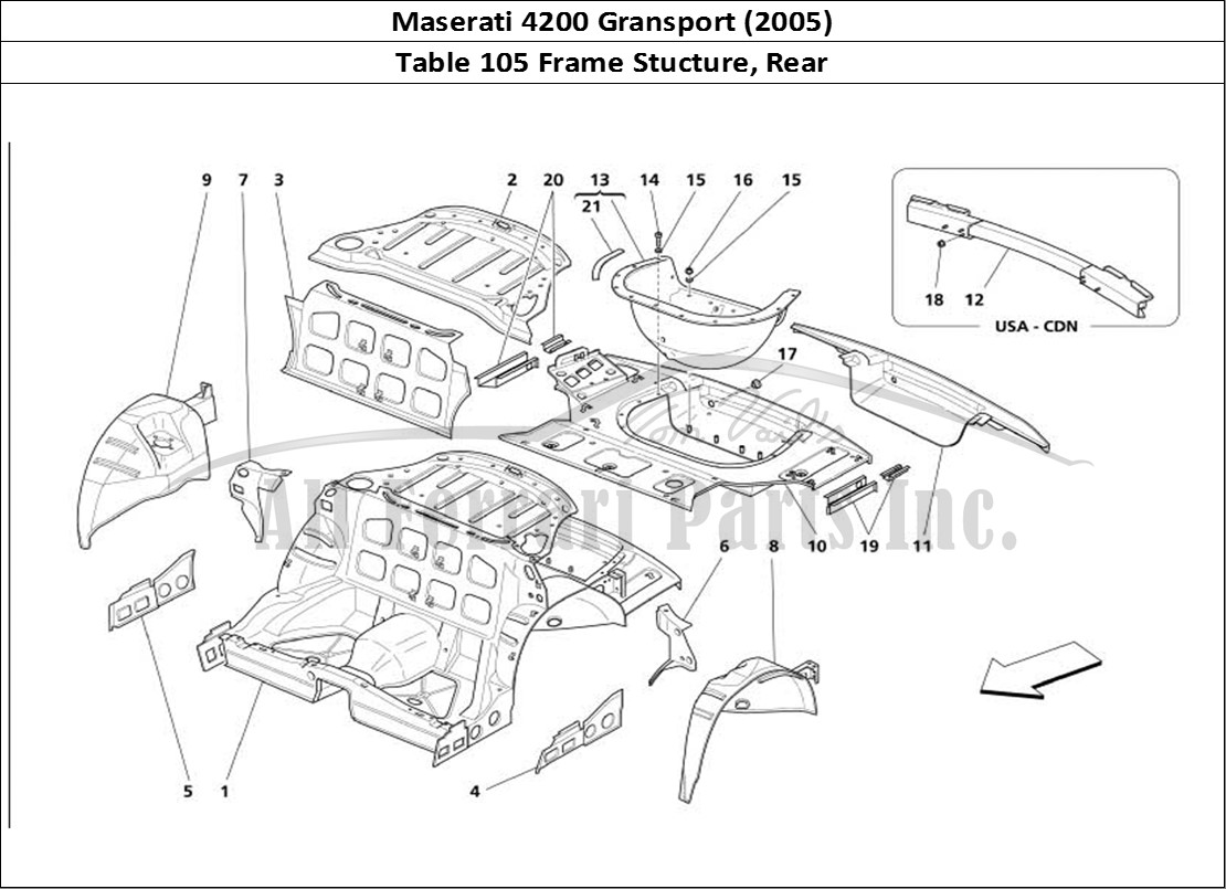 Ferrari Parts Maserati 4200 Gransport (2005) Page 105 Rear Structure