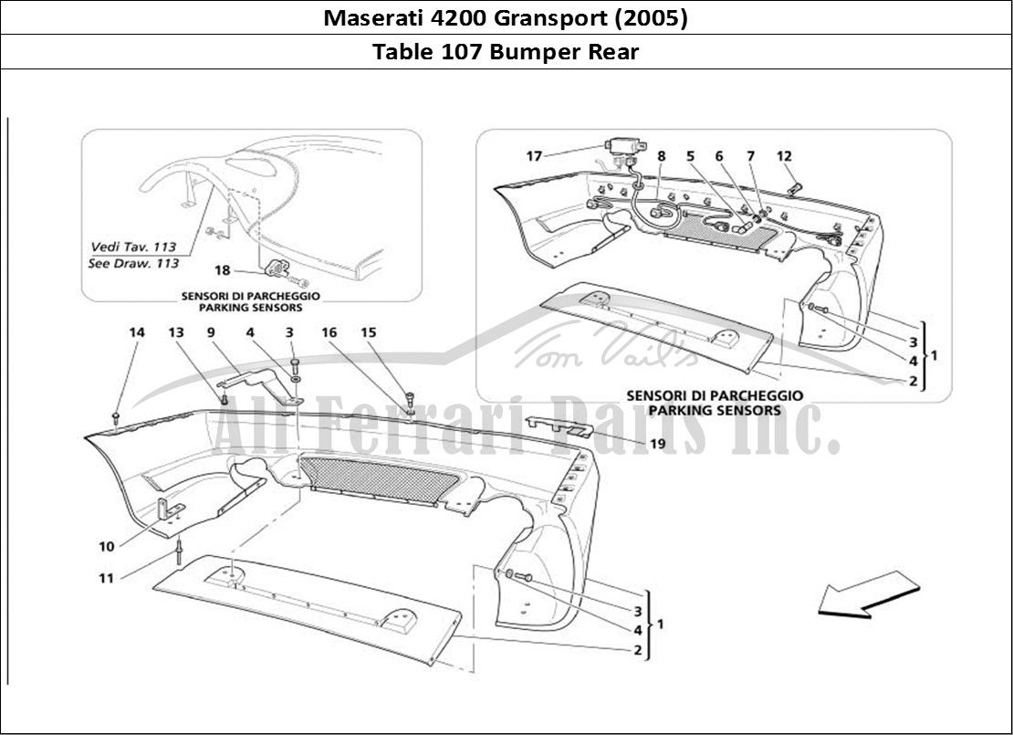 Ferrari Parts Maserati 4200 Gransport (2005) Page 107 Rear Bumper