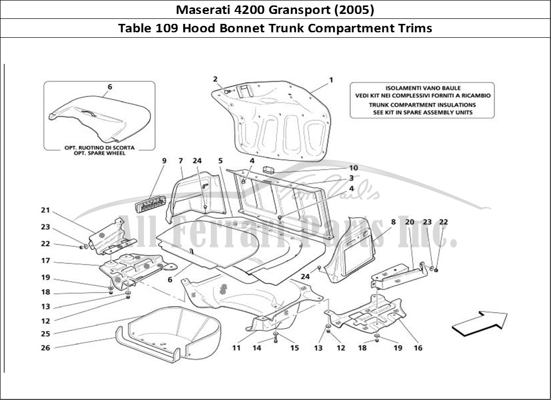 Ferrari Parts Maserati 4200 Gransport (2005) Page 109 Trunk Hood Compartment Tr