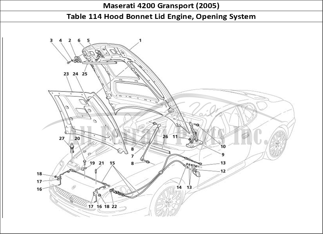 Ferrari Parts Maserati 4200 Gransport (2005) Page 114 Engine Bonnet and Opening