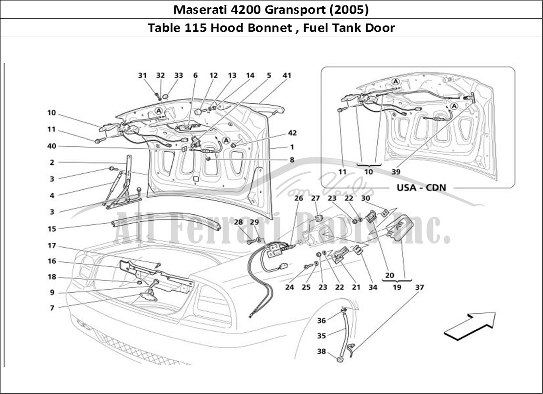 Ferrari Parts Maserati 4200 Gransport (2005) Page 115 Trunk Hood Bonnet and Gas