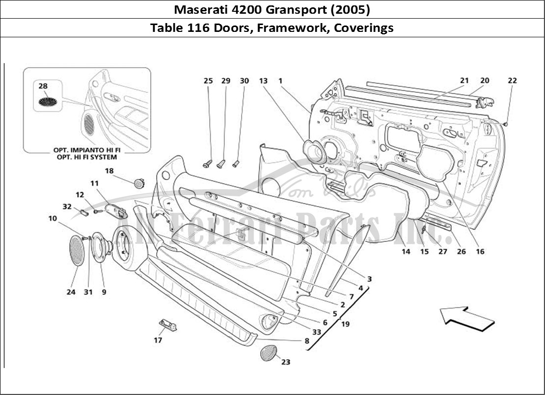 Ferrari Parts Maserati 4200 Gransport (2005) Page 116 Doors - Framework and Cov