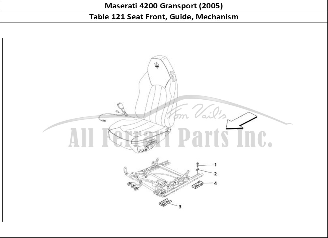 Ferrari Parts Maserati 4200 Gransport (2005) Page 121 Front Seat - Guide and Mo