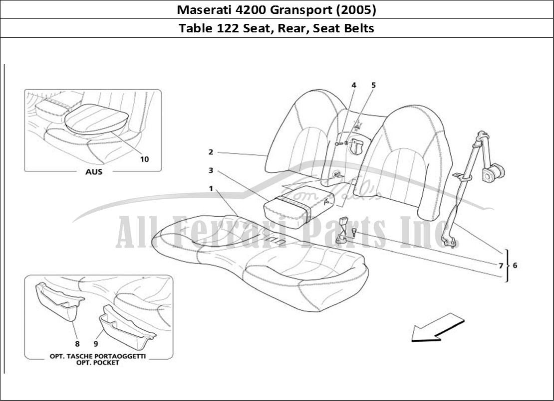 Ferrari Parts Maserati 4200 Gransport (2005) Page 122 Rear Seat and Seat Belt