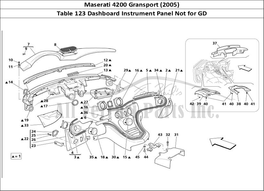 Ferrari Parts Maserati 4200 Gransport (2005) Page 123 Dashboard -Not for GD-