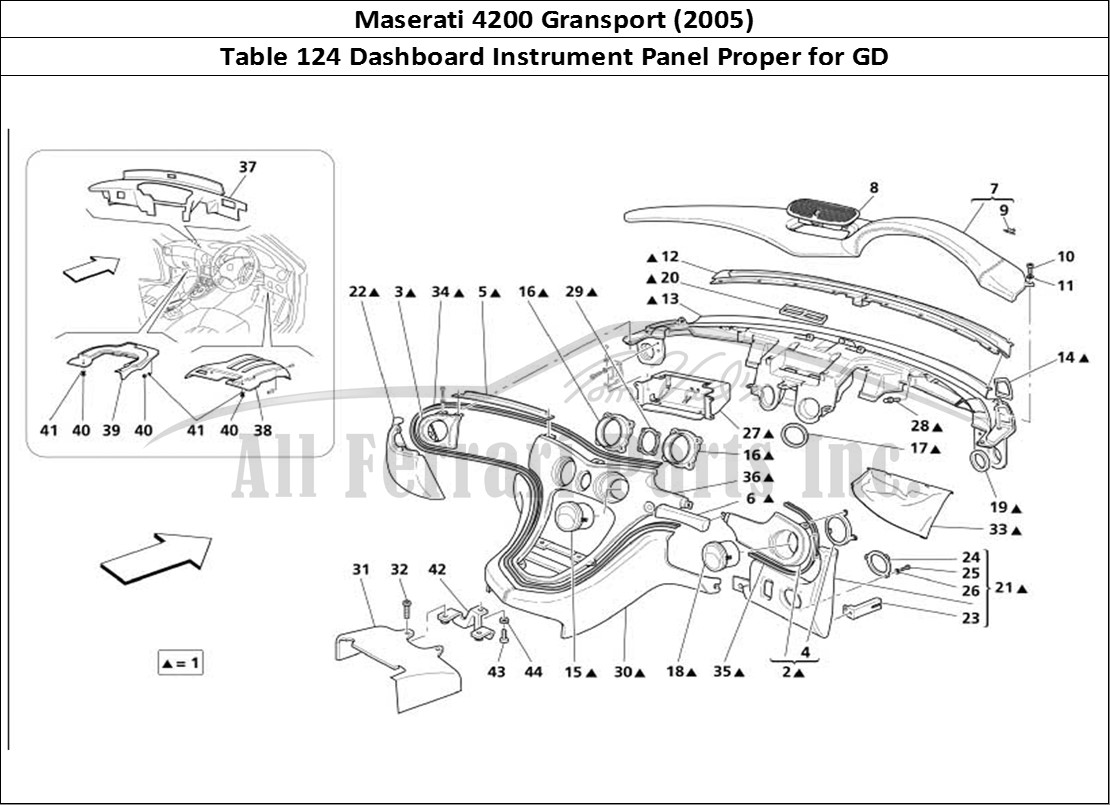 Ferrari Parts Maserati 4200 Gransport (2005) Page 124 Dashboard -Valid for GD-