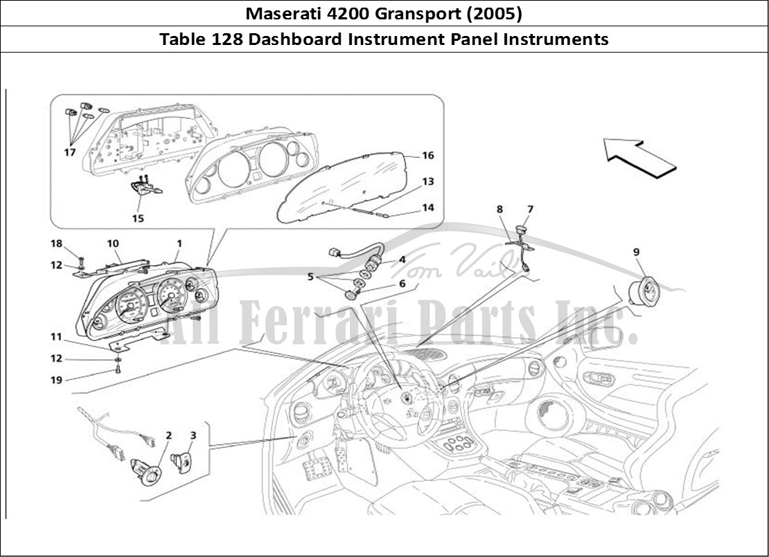 Ferrari Parts Maserati 4200 Gransport (2005) Page 128 Dashboard Instruments