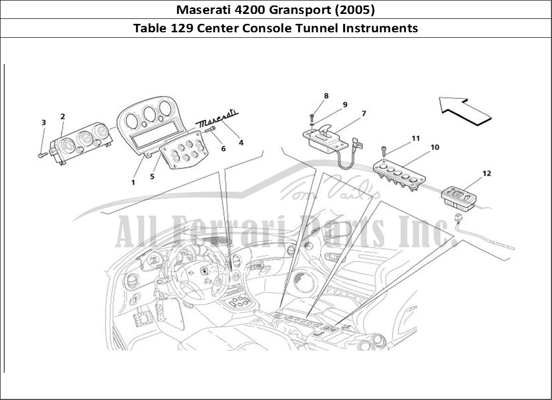 Ferrari Parts Maserati 4200 Gransport (2005) Page 129 Tunnel Instruments
