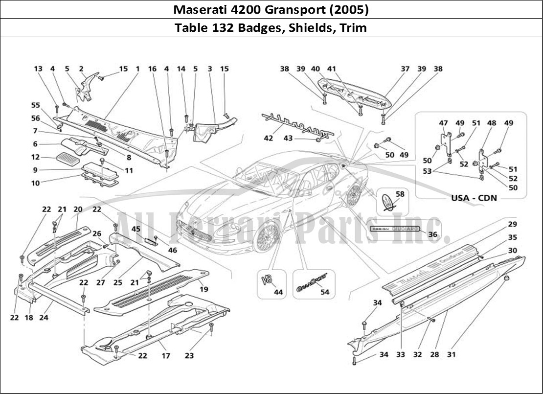 Ferrari Parts Maserati 4200 Gransport (2005) Page 132 Shields and Finishing