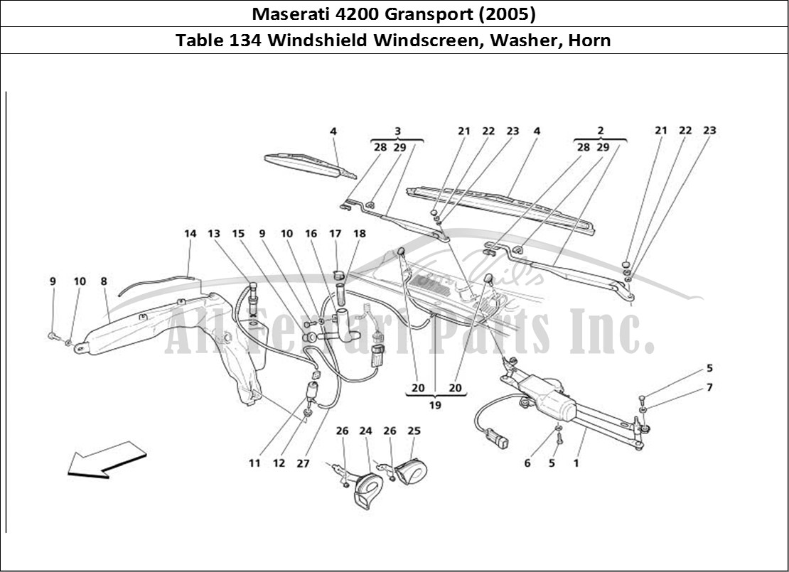 Ferrari Parts Maserati 4200 Gransport (2005) Page 134 Windshield - Glass Washer