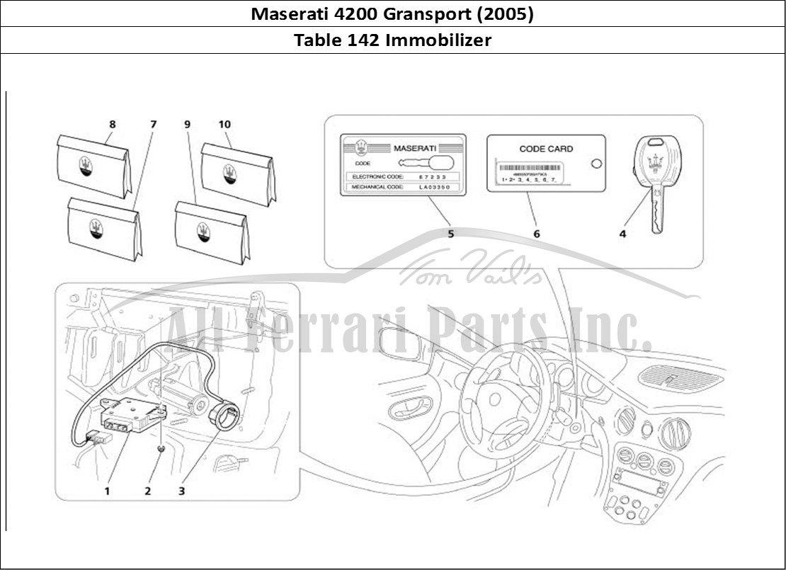 Ferrari Parts Maserati 4200 Gransport (2005) Page 142 Immobilizer Kit