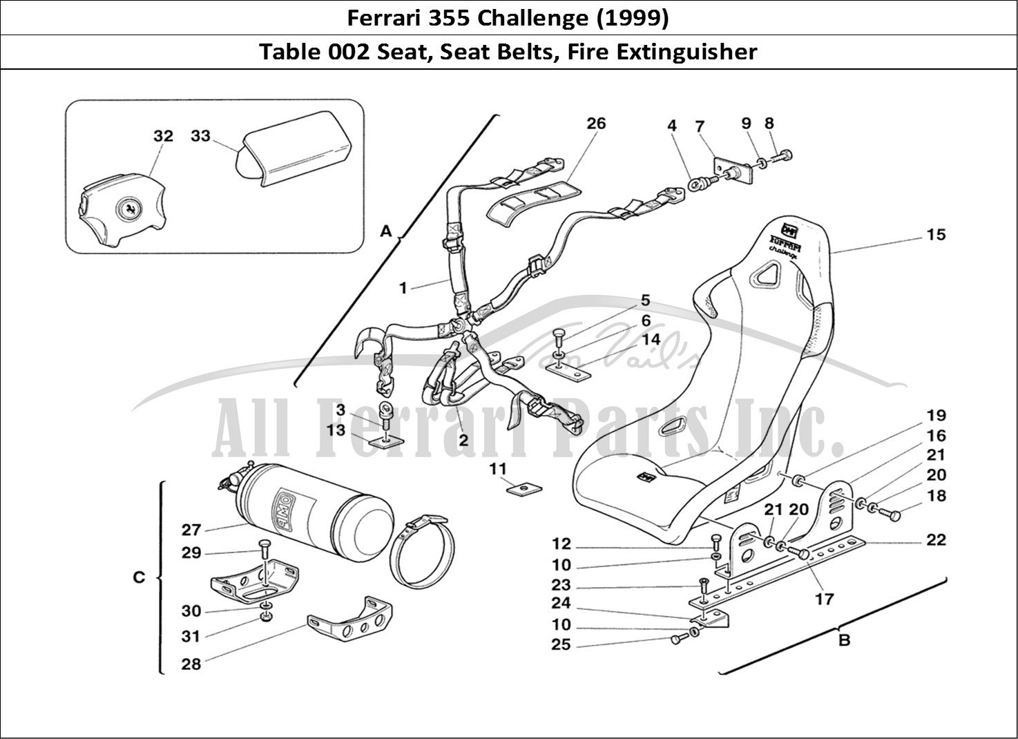 Ferrari Parts Ferrari 355 Challenge (1999) Page 002 Seat Safety Belts - Seat