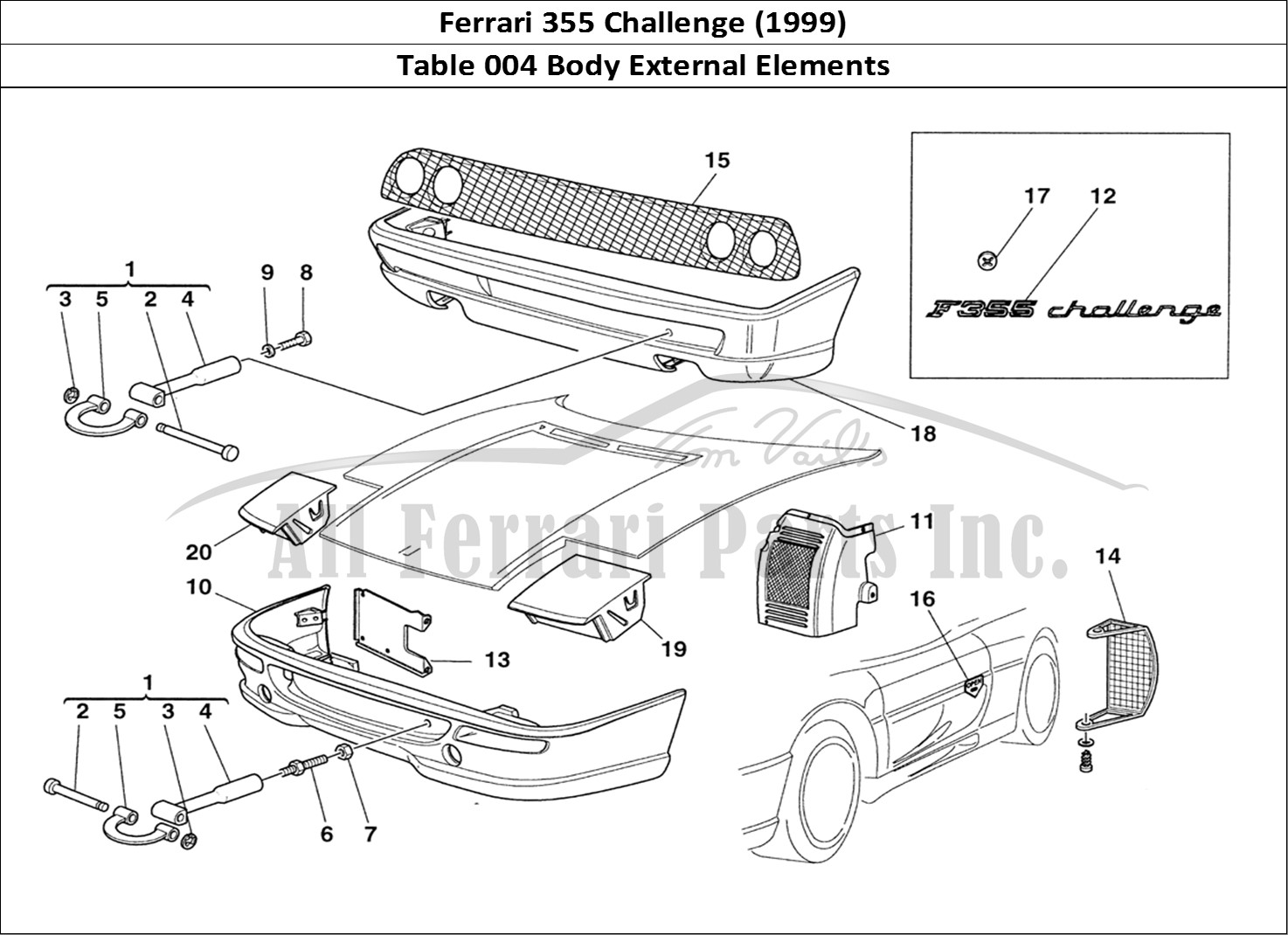 Ferrari Parts Ferrari 355 Challenge (1999) Page 004 Body External Elements