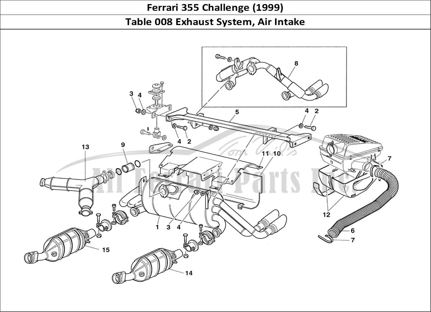 Ferrari Parts Ferrari 355 Challenge (1999) Page 008 Exhaust System - Air Inta