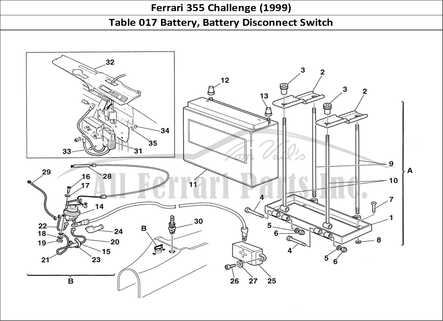 Ferrari Parts Ferrari 355 Challenge (1999) Page 017 Battery and Battery Disco