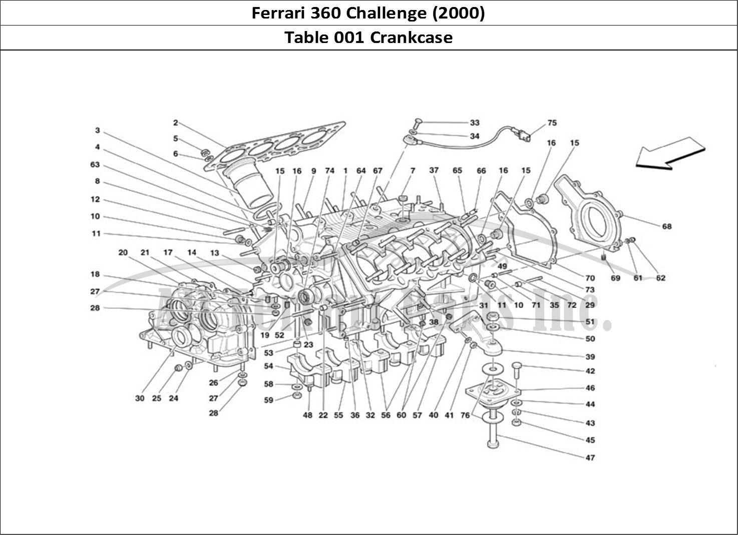 Ferrari Parts Ferrari 360 Challenge (2000) Page 001 Crankcase