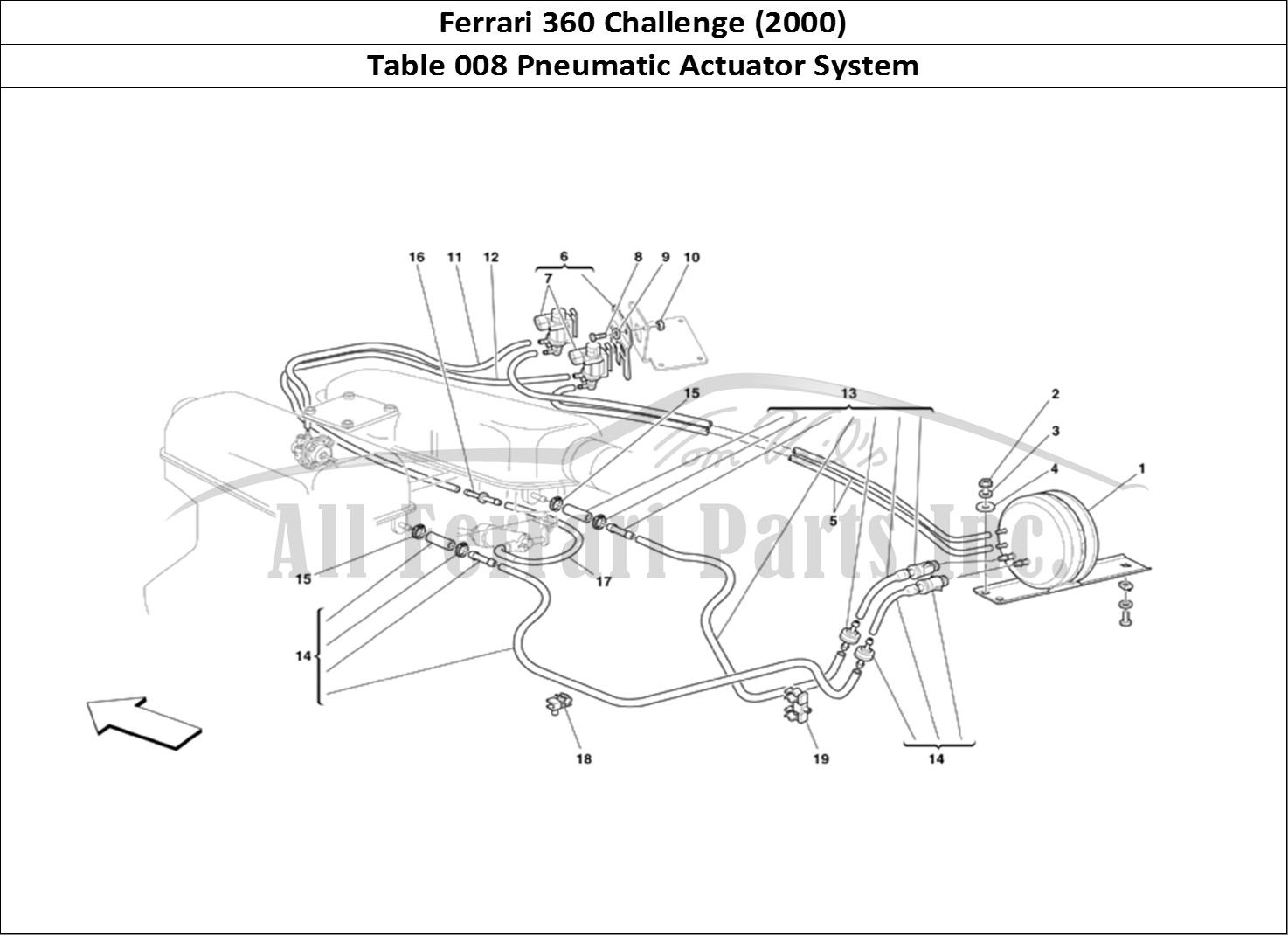 Ferrari Parts Ferrari 360 Challenge (2000) Page 008 Pneumatics Actuator Syste