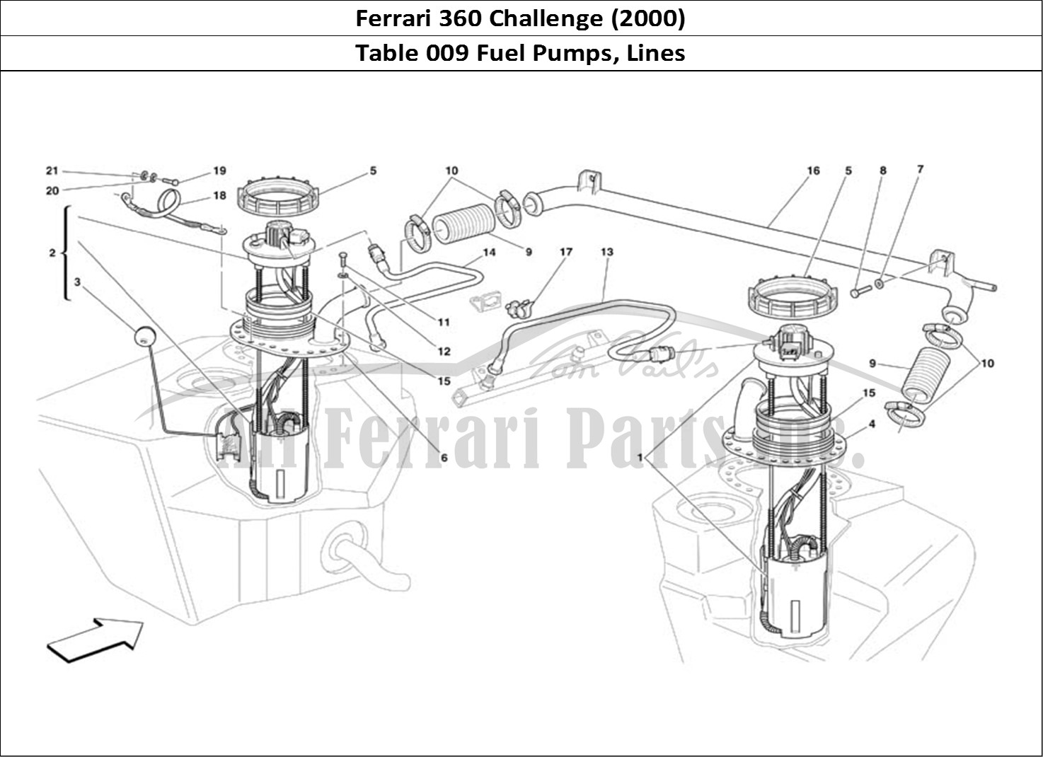 Ferrari Parts Ferrari 360 Challenge (2000) Page 009 Fuel Pumps and Pipes