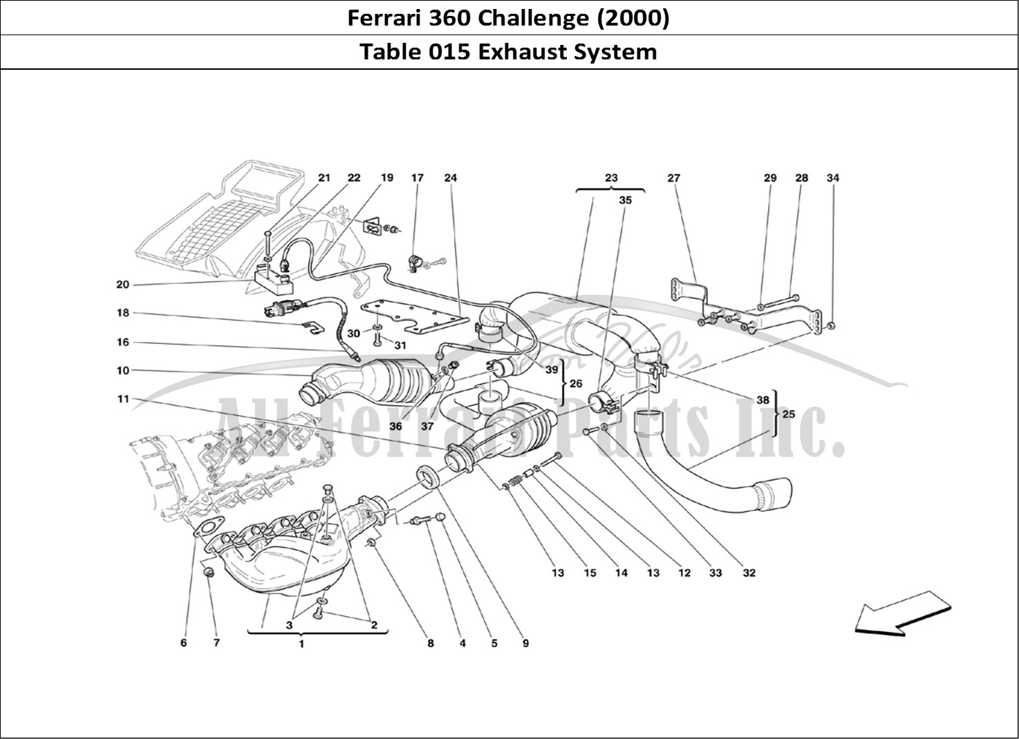 Ferrari Parts Ferrari 360 Challenge (2000) Page 015 Exhaust System