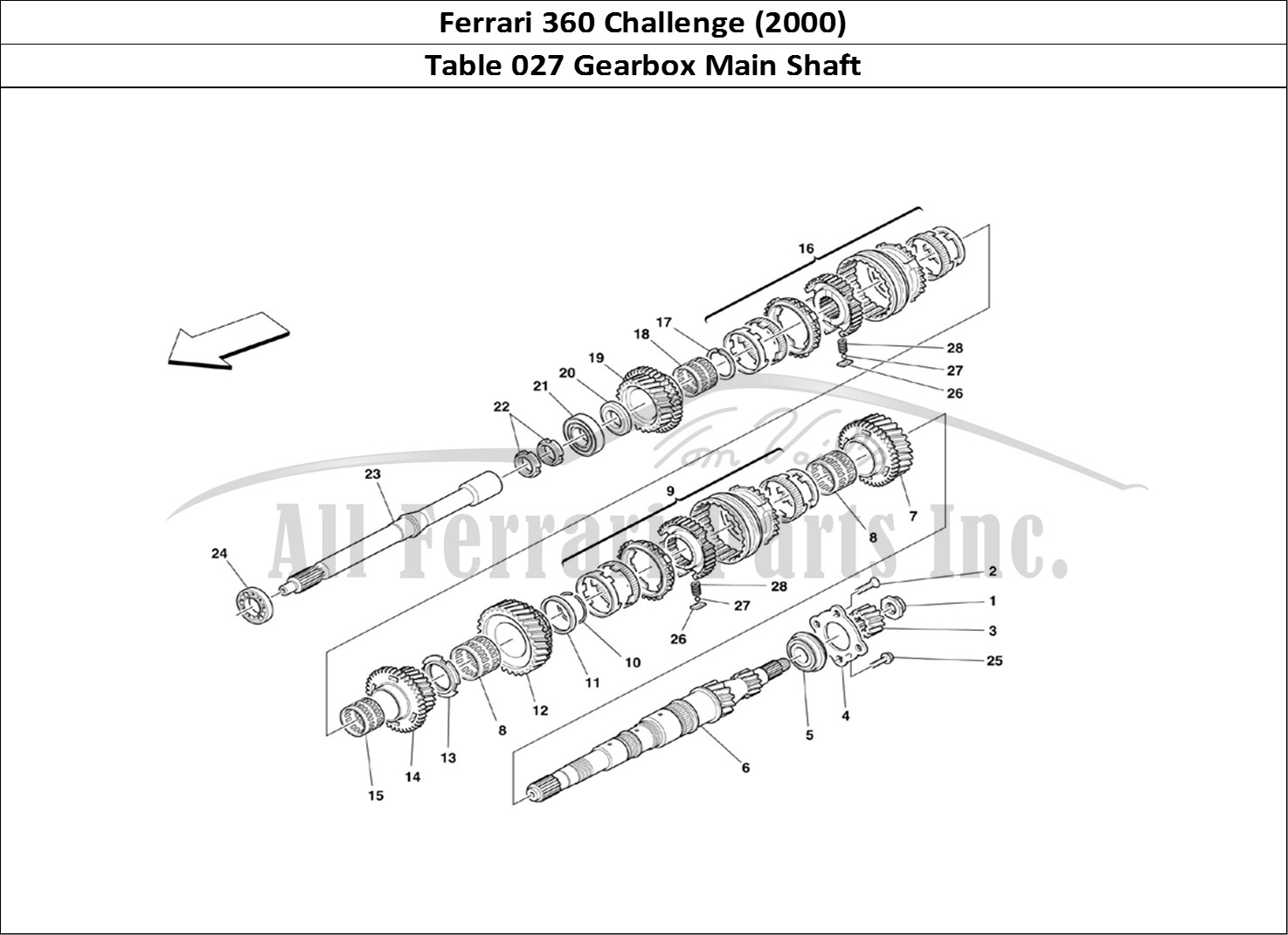 Ferrari Parts Ferrari 360 Challenge (2000) Page 027 Main Shaft Gears
