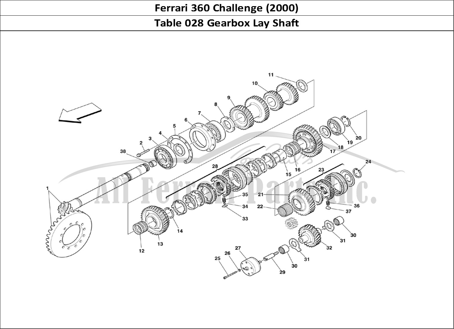Ferrari Parts Ferrari 360 Challenge (2000) Page 028 Lay Shaft Gears
