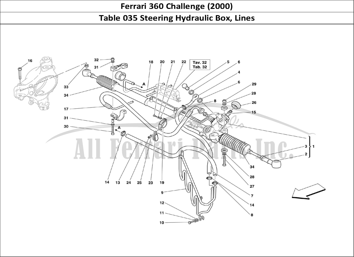 Ferrari Parts Ferrari 360 Challenge (2000) Page 035 Hydraulic Steering Box an