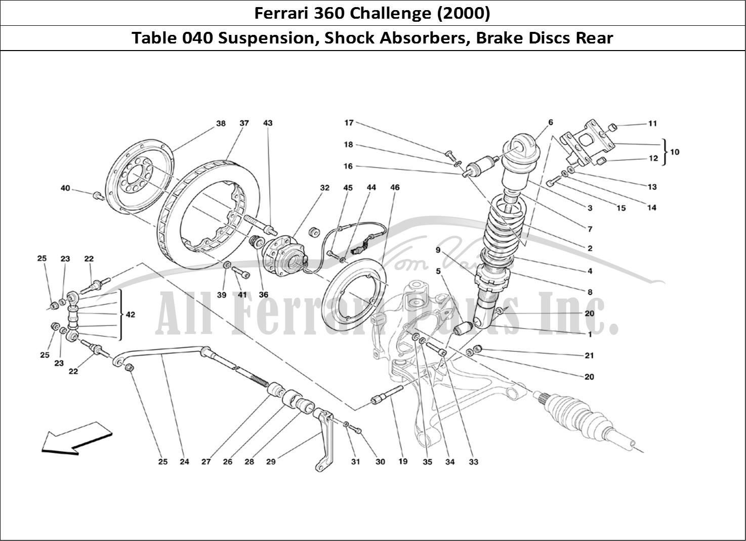 Ferrari Parts Ferrari 360 Challenge (2000) Page 040 Rear Suspension - Shock A