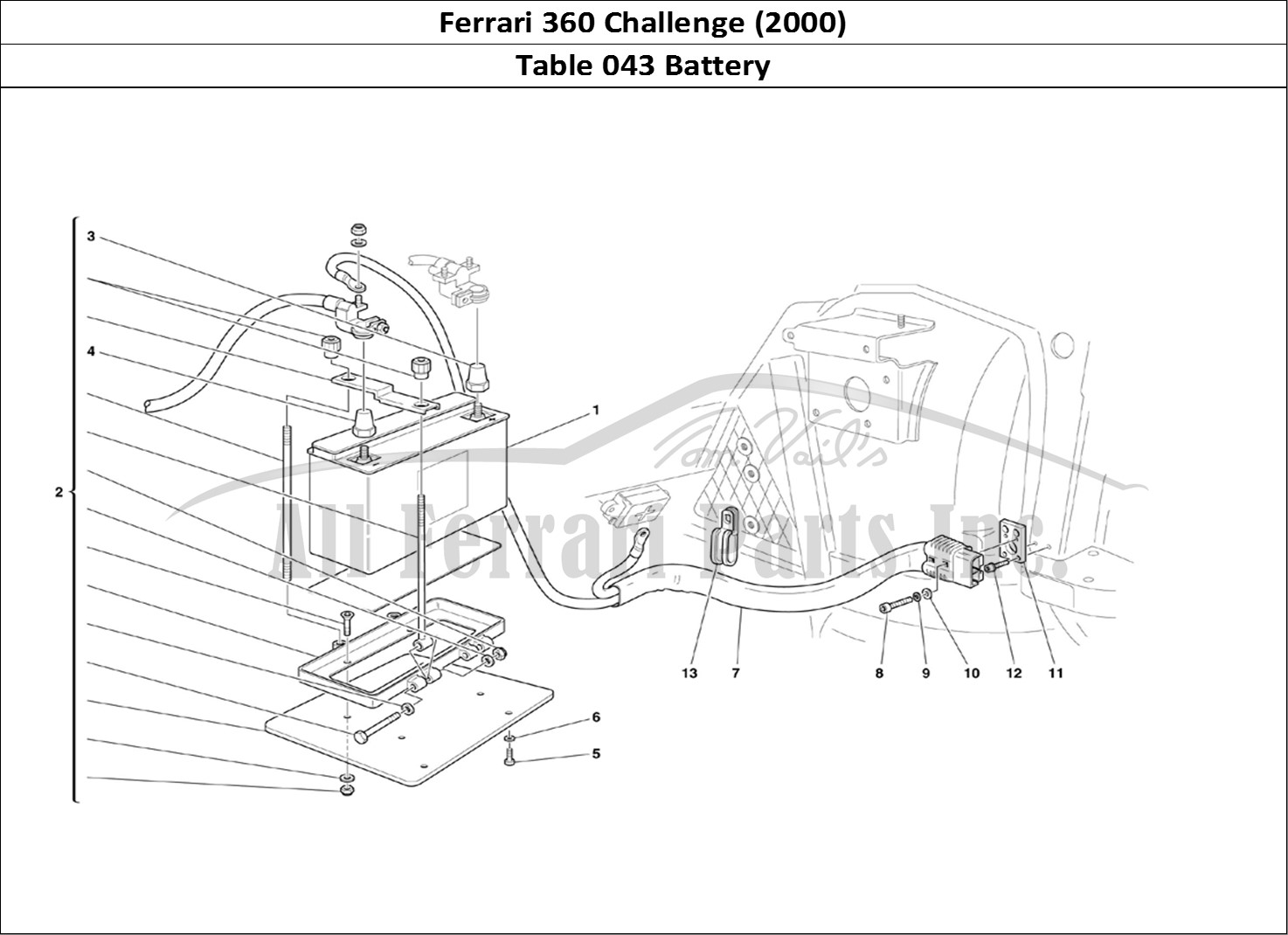 Ferrari Parts Ferrari 360 Challenge (2000) Page 043 Battery