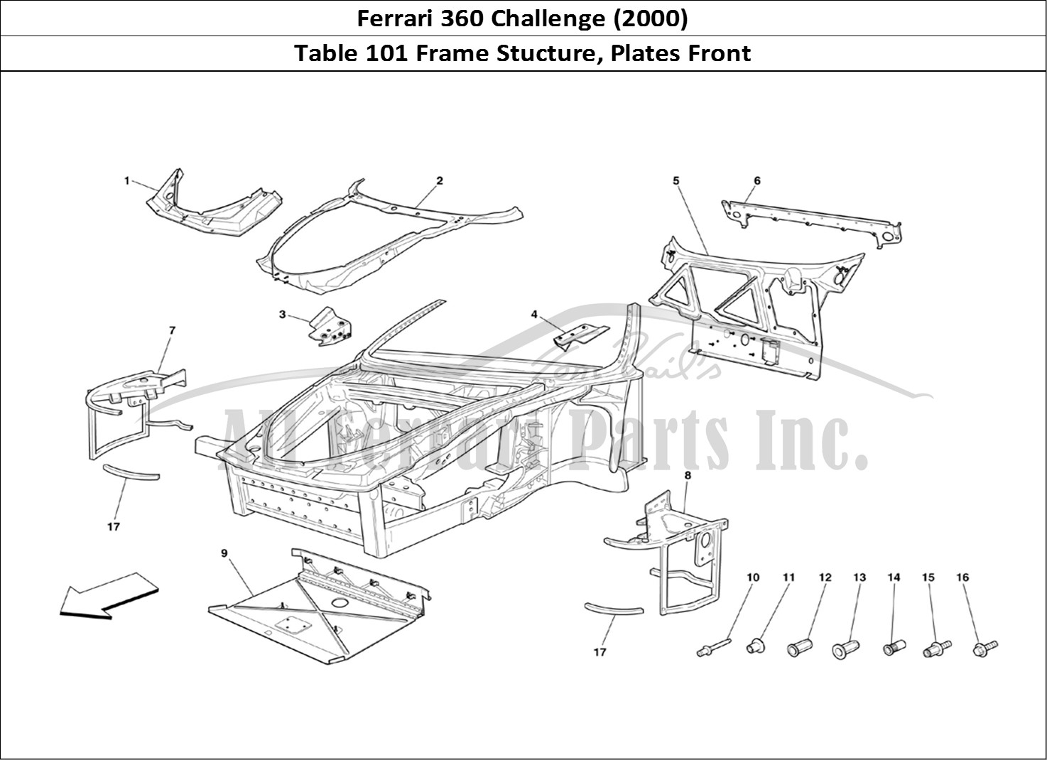 Ferrari Parts Ferrari 360 Challenge (2000) Page 101 Frame - Complete Front Pa