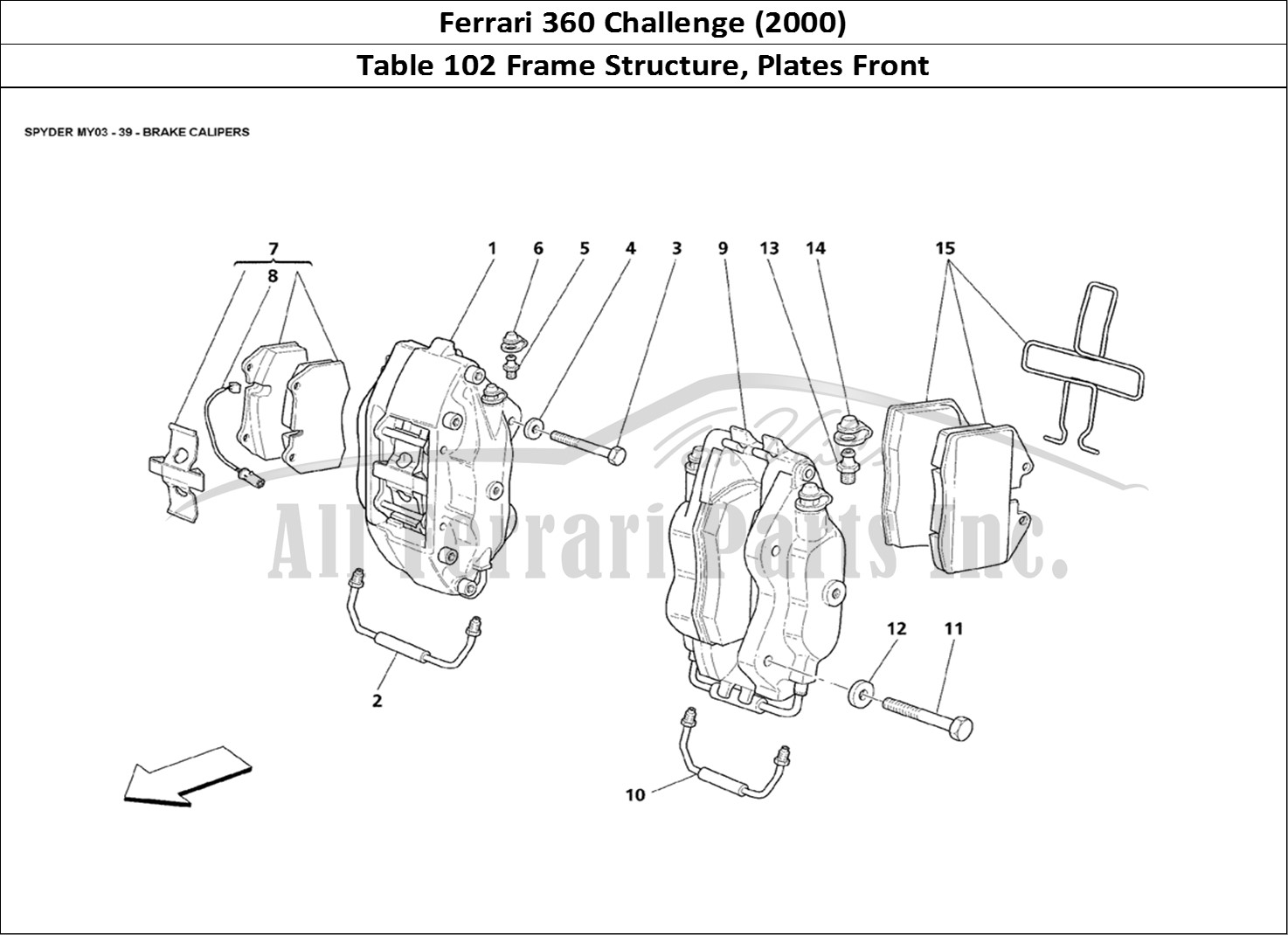 Ferrari Parts Ferrari 360 Challenge (2000) Page 102 Frame - Front Elements St