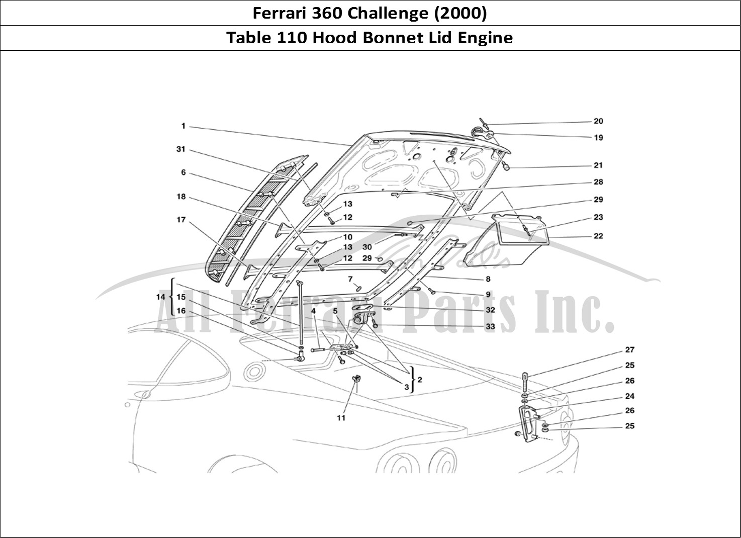 Ferrari Parts Ferrari 360 Challenge (2000) Page 110 Engine Bonnet