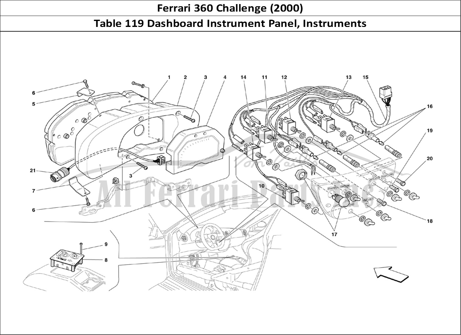 Ferrari Parts Ferrari 360 Challenge (2000) Page 119 Dashboard Instruments