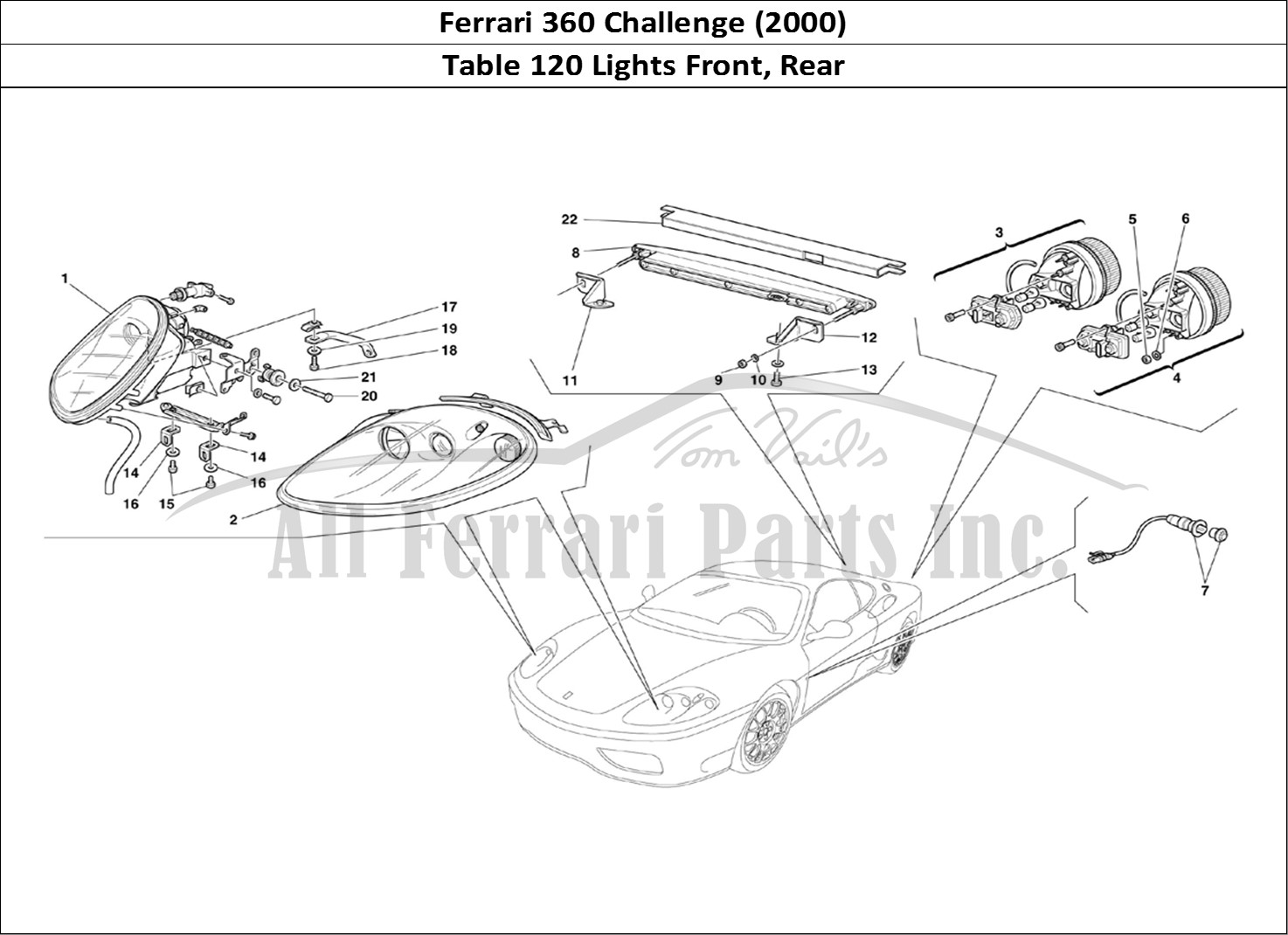 Ferrari Parts Ferrari 360 Challenge (2000) Page 120 Front and Rear Lights