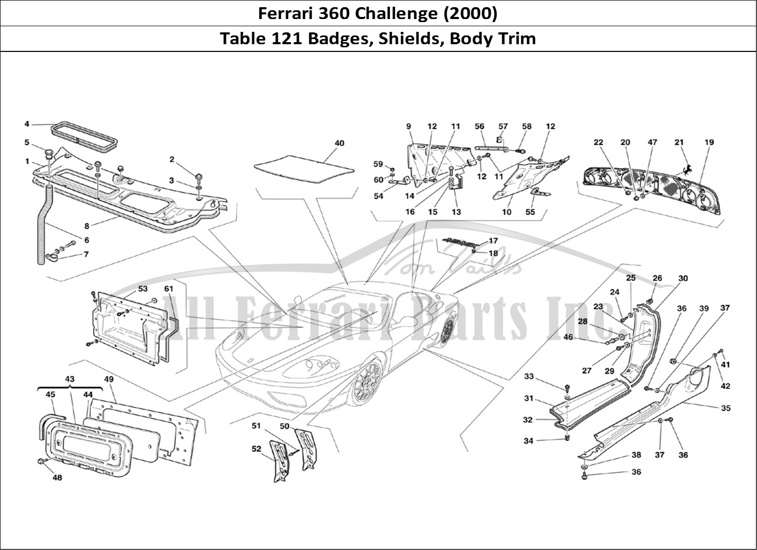 Ferrari Parts Ferrari 360 Challenge (2000) Page 121 Shields - Outside Finishi